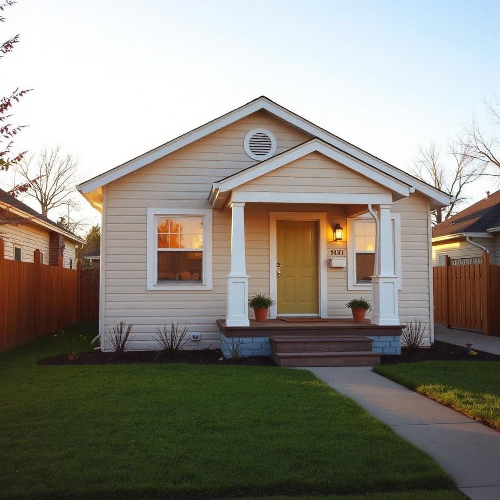A modest first-time buyer's home at golden hour